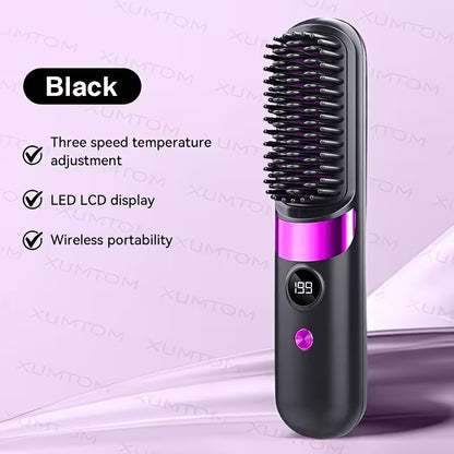 Multifunctional Hair Straightener Brush & Curling Iron.