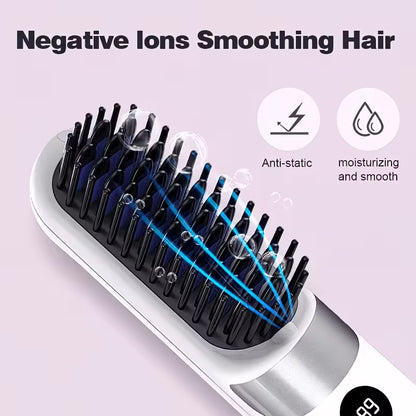 Multifunctional Hair Straightener Brush & Curling Iron.