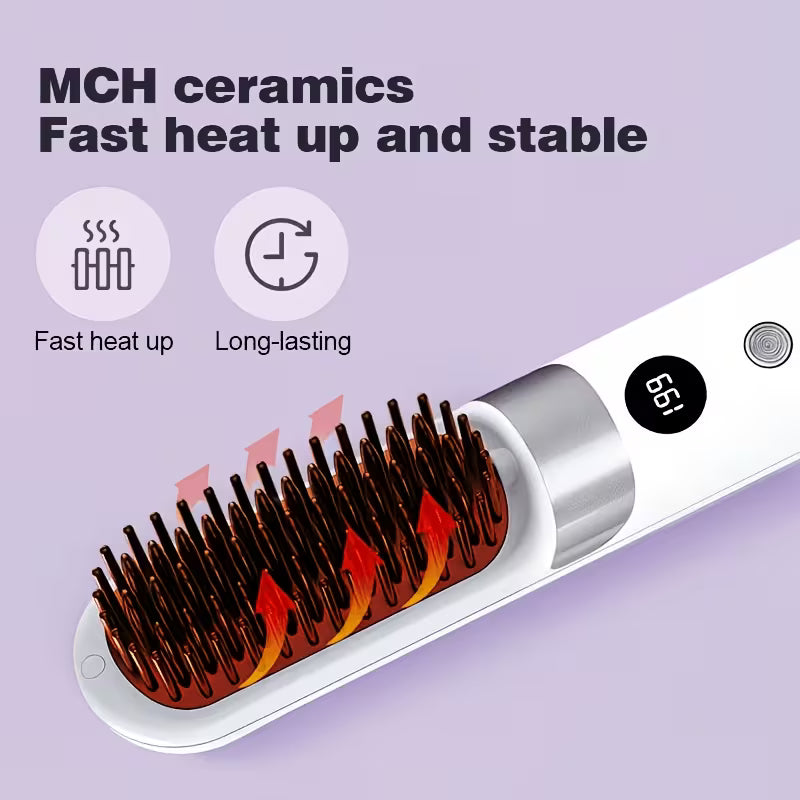 Multifunctional Hair Straightener Brush & Curling Iron.