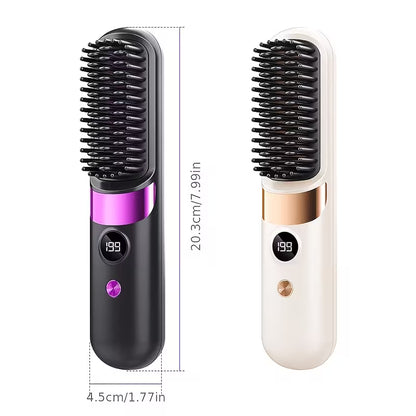 Multifunctional Hair Straightener Brush & Curling Iron.