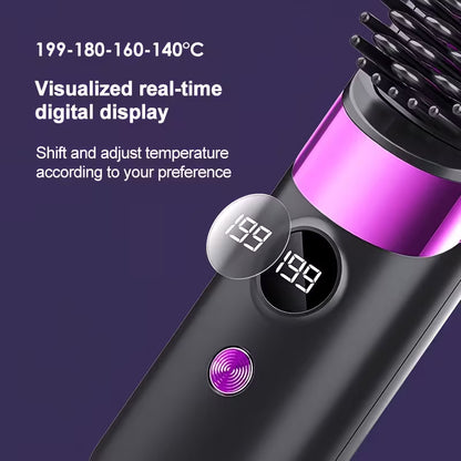 Multifunctional Hair Straightener Brush & Curling Iron.
