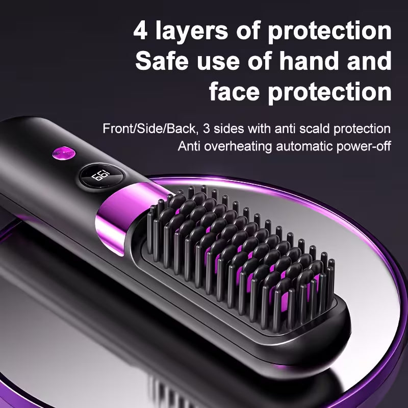 Multifunctional Hair Straightener Brush & Curling Iron.