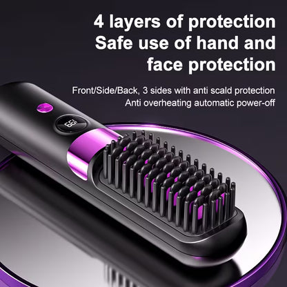 Multifunctional Hair Straightener Brush & Curling Iron.