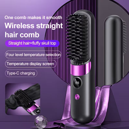 Multifunctional Hair Straightener Brush & Curling Iron.