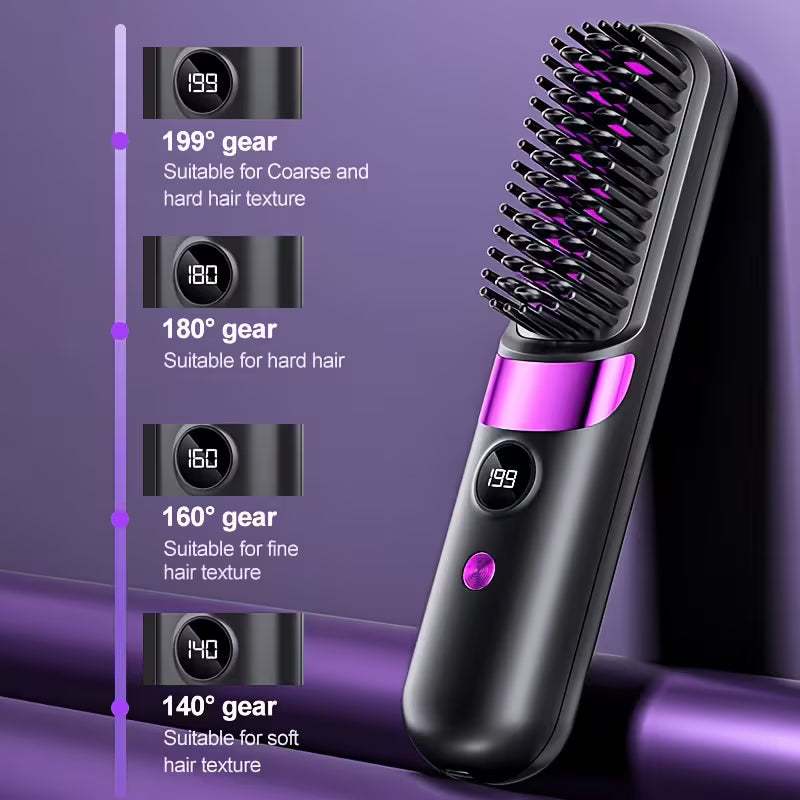 Multifunctional Hair Straightener Brush & Curling Iron.